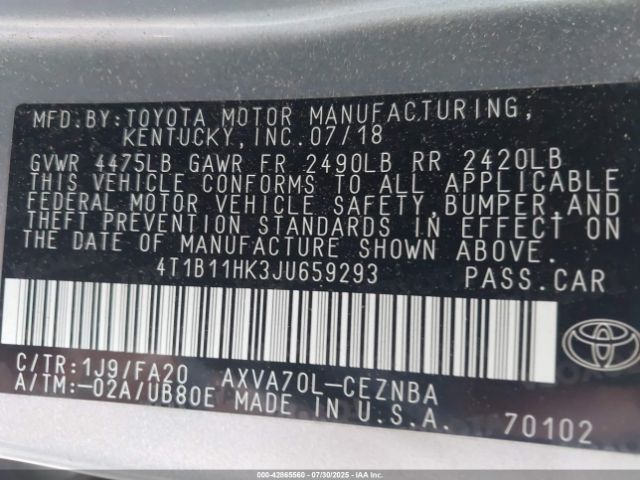 Toyota Camry Le Image 10